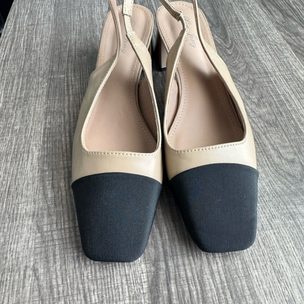 Elegant Beige and Black Women's Heels